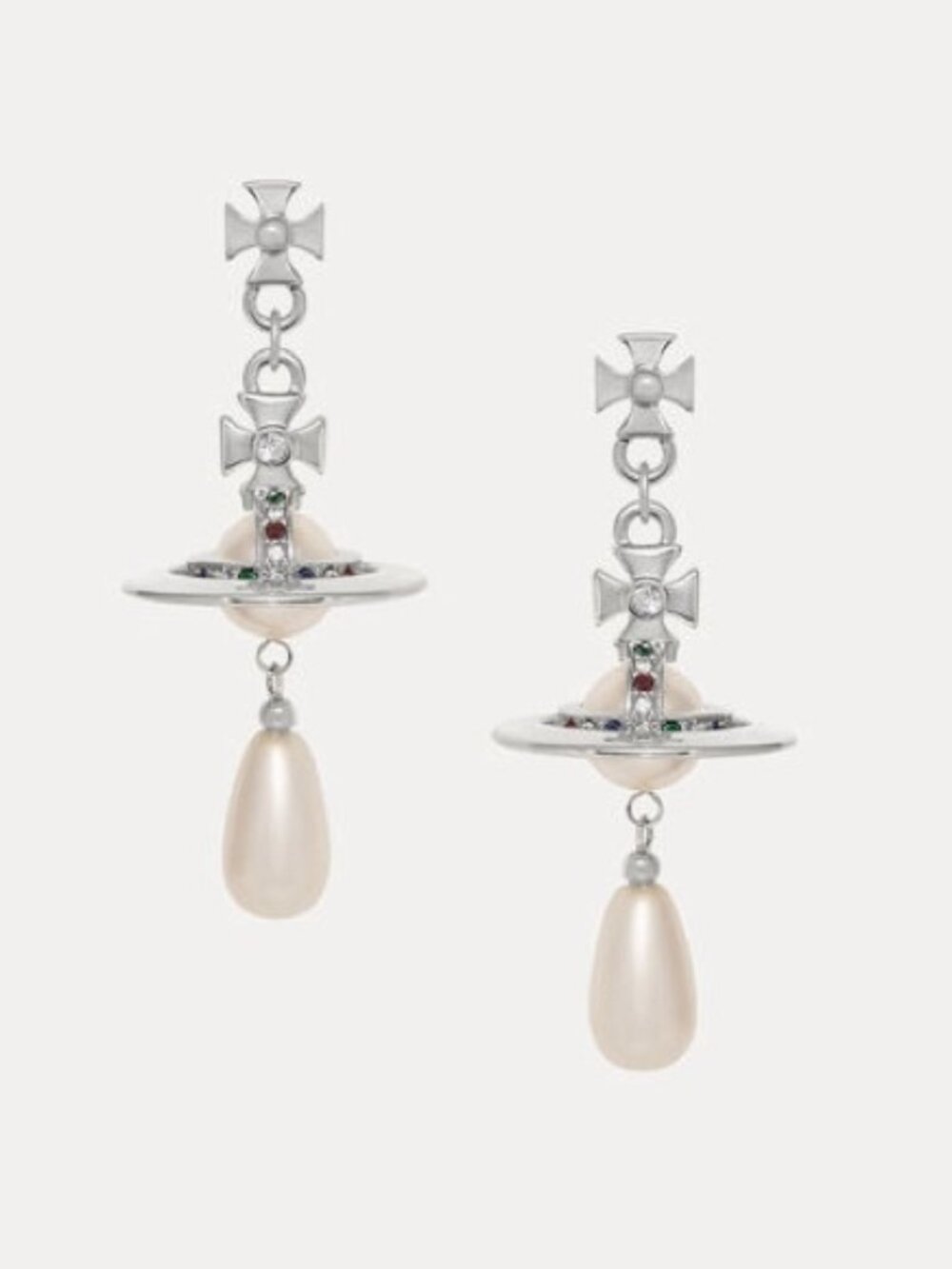 Vivienne Westwood Pearl Drop Earrings Platinum/Pearl